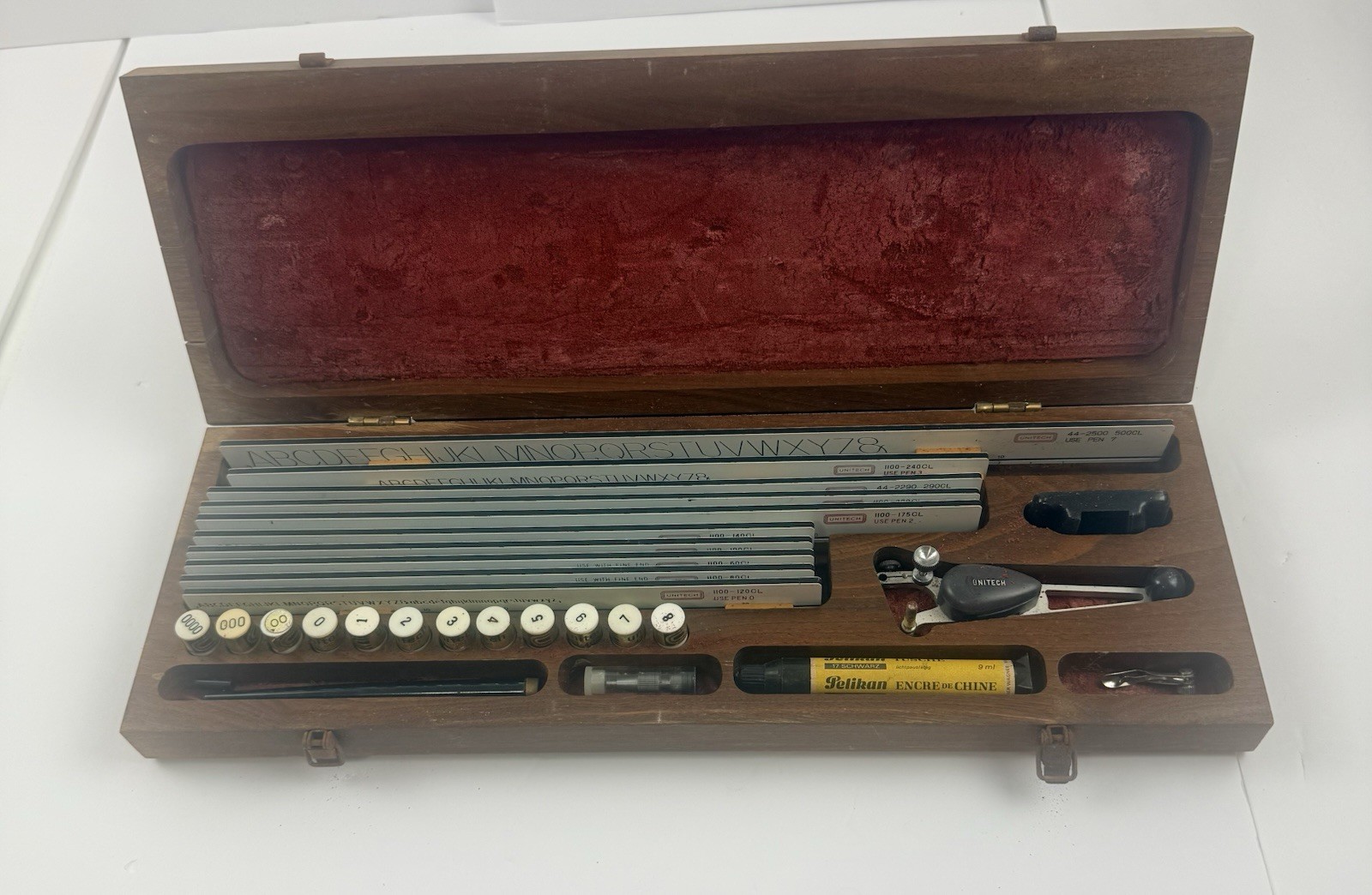 Vintage Teledyne Post Lettering Set Drafting Tools Original Box