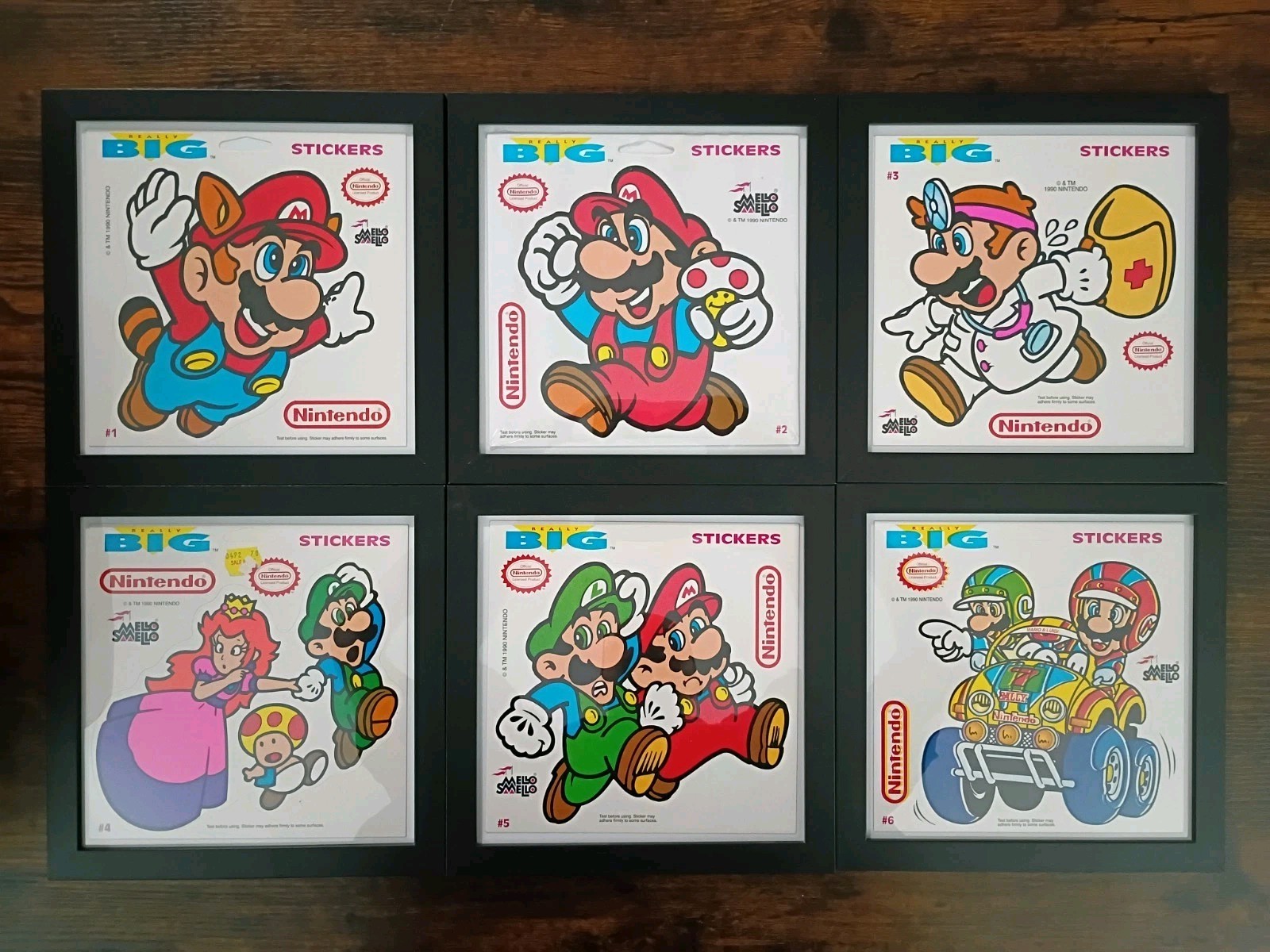 FULL SET 1 - 6 SUPER MARIO BROS Mello Smello Really Big Sticker Nintendo 1990