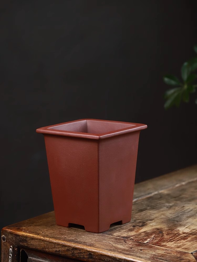 8.2in Chinese Zisha Natural Clay Planter, Collectible Handmate Bonsai Home Decor