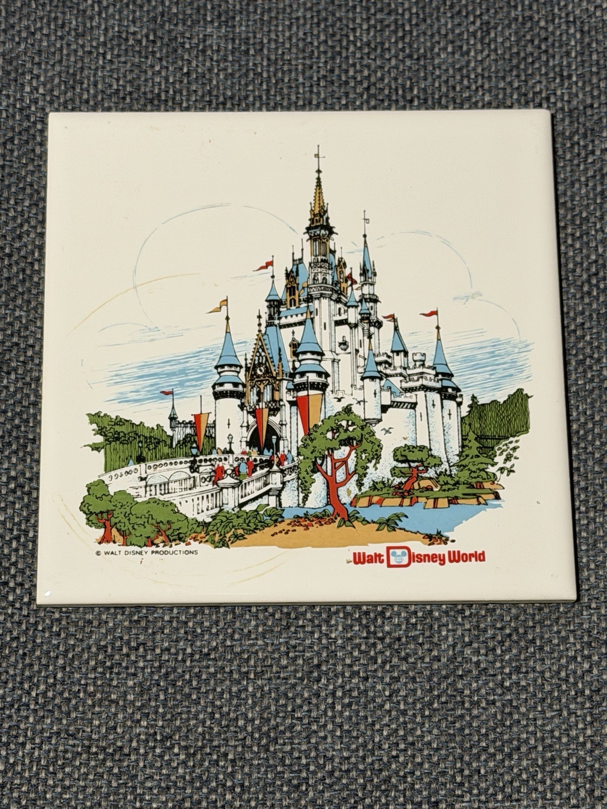 Vintage Disney World Tile Cinderella Castle Trivet Wall Art 6\