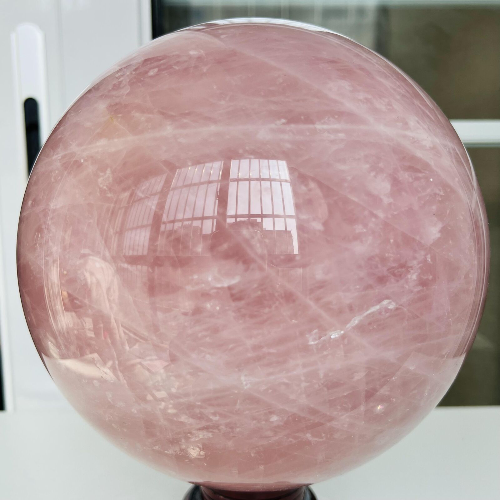 Natural Pink Rose Quartz Sphere Crystal Ball Decor Reiki Healing 23.67LB