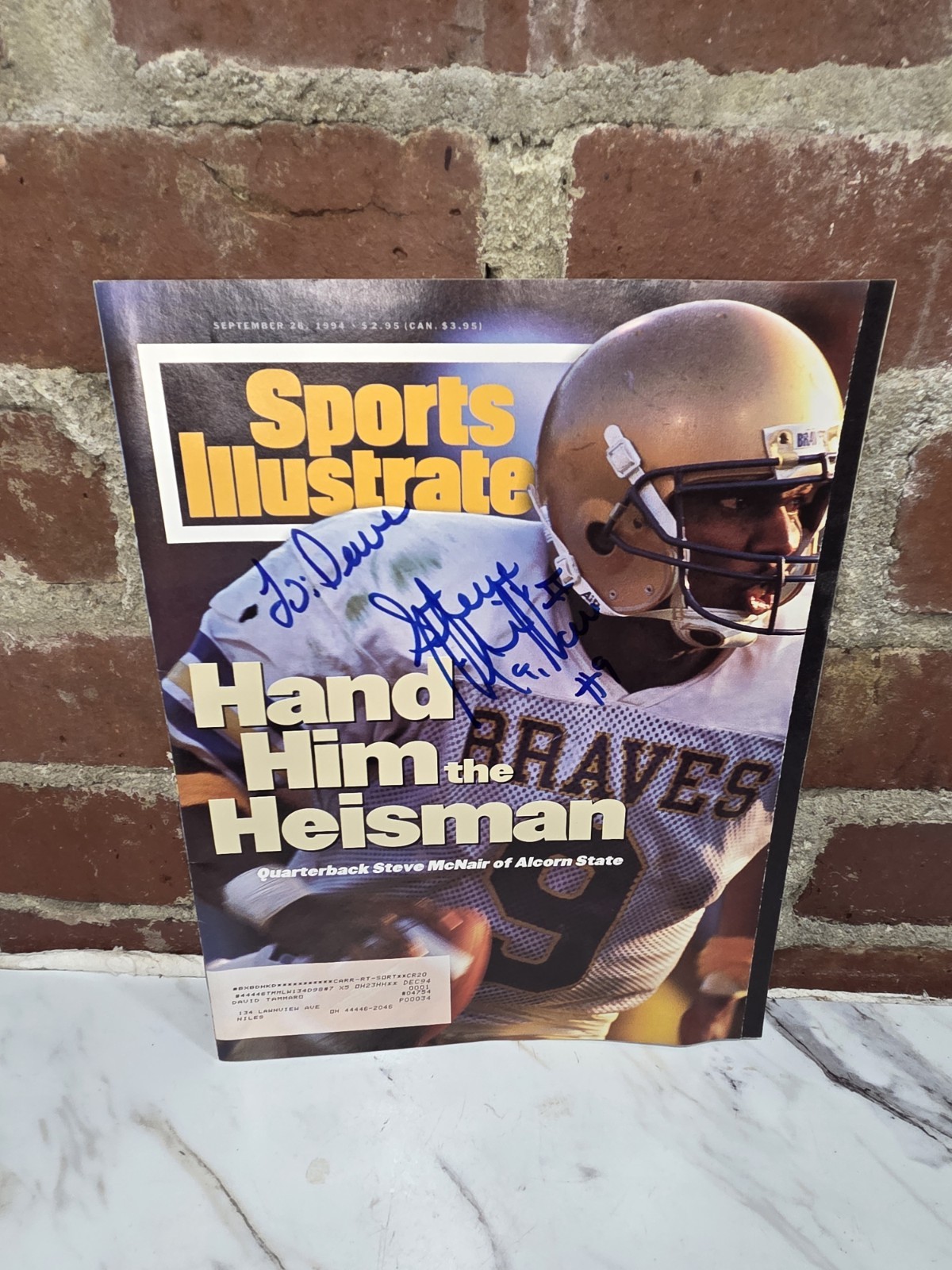 Steve McNair Autographed Signed 1994 Sports Illustrated Alcorn State Titans
