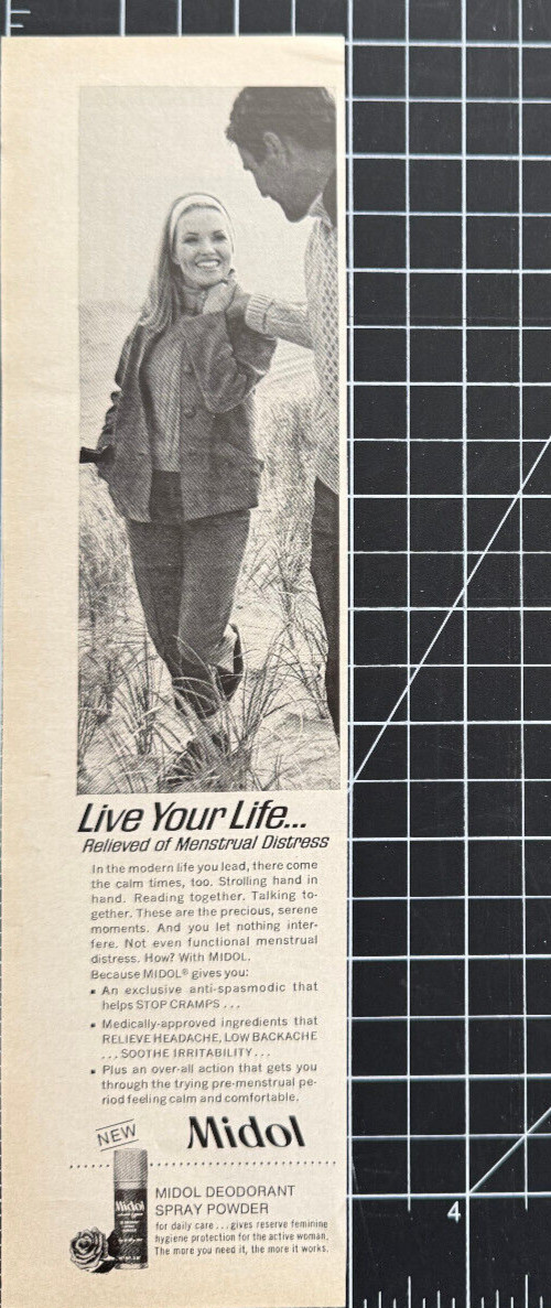 Midol Relief from Menstrual Distress Lady on Beach Vintage Print Ad 1971