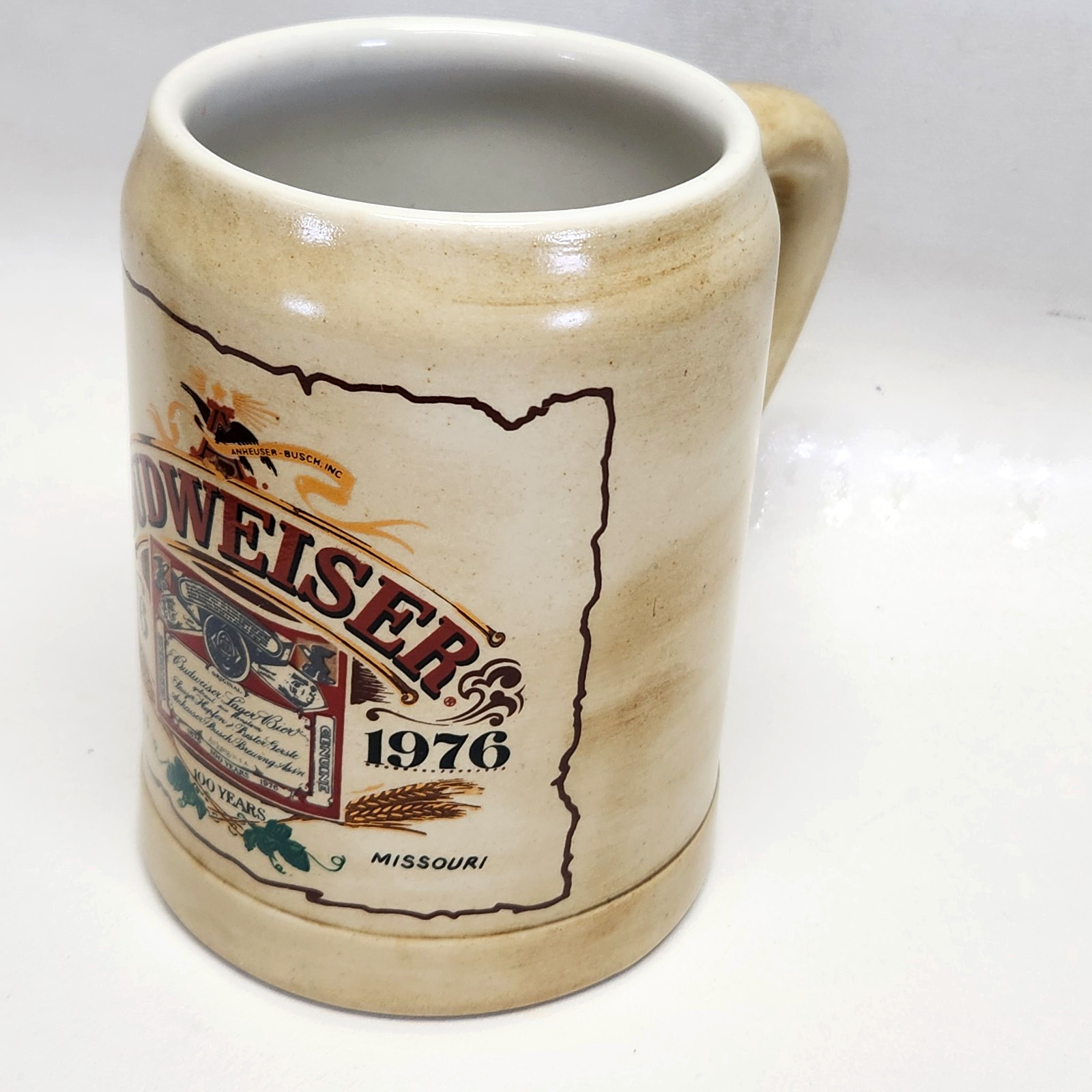Budweiser Centennial  Stein 100 Year Anniversary Ceramarte 1876- 1976 Ceramic 