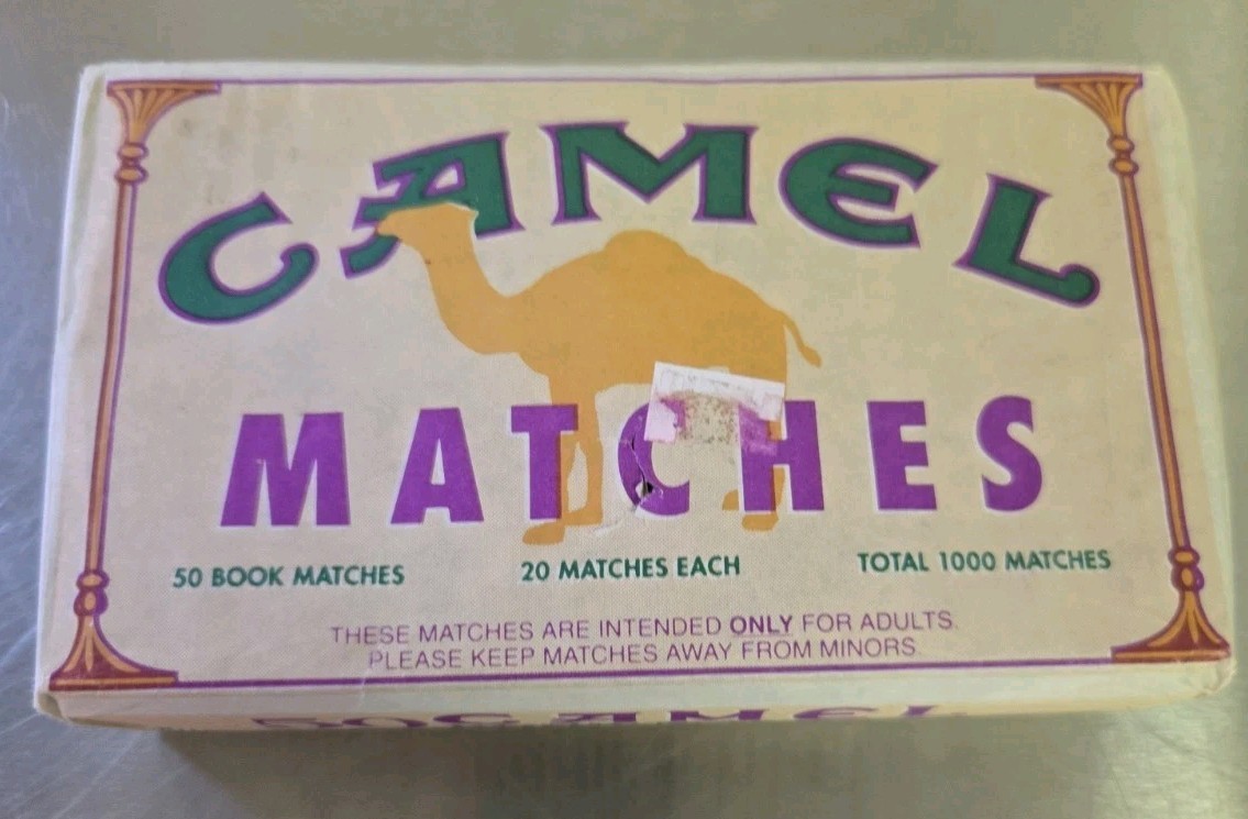 Vintage Unopened CAMEL Matches box of 1000, 50 Match Books, 20 matches each 