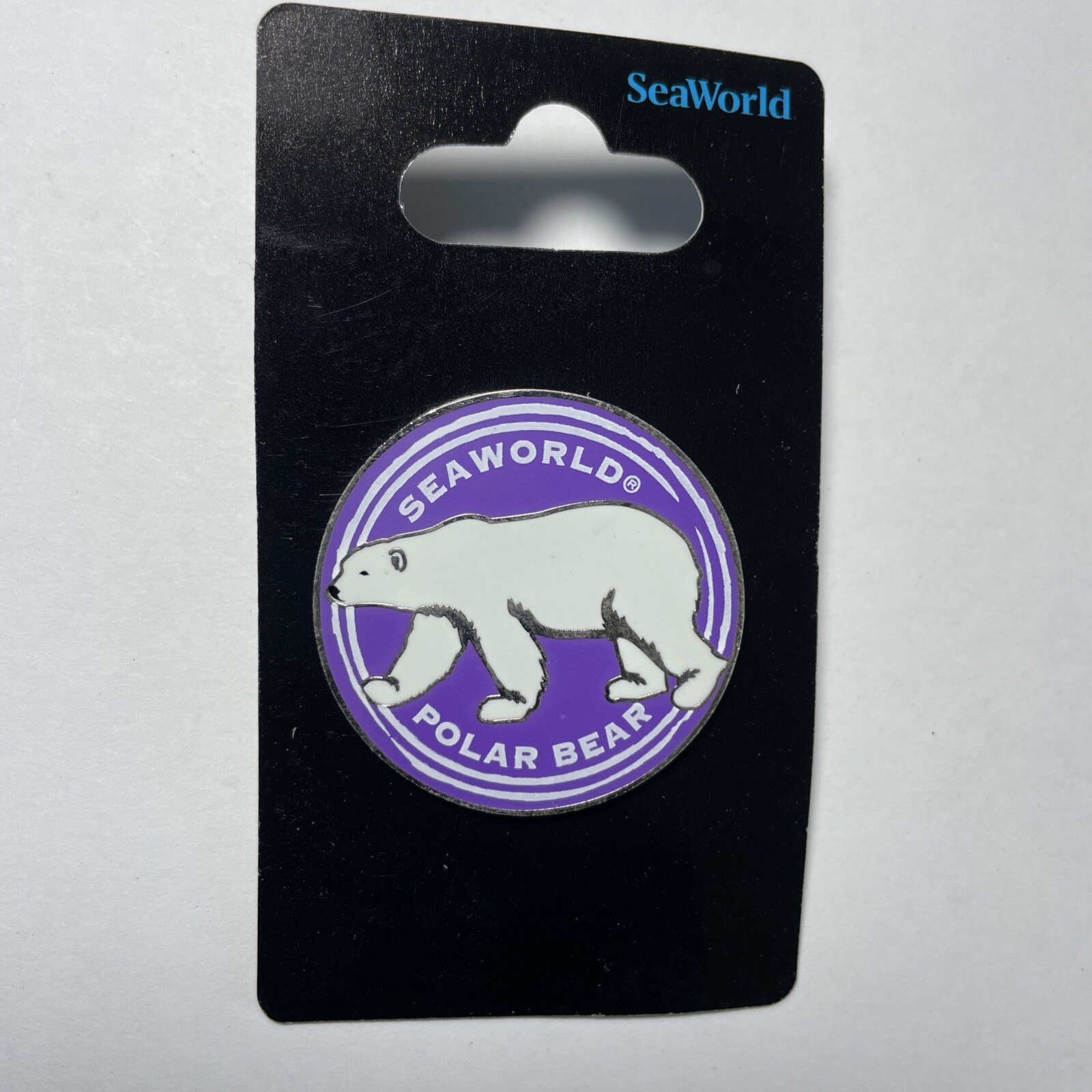 SeaWorld Polar Bear Pin White With Purple Enamel very rare hard to find last one