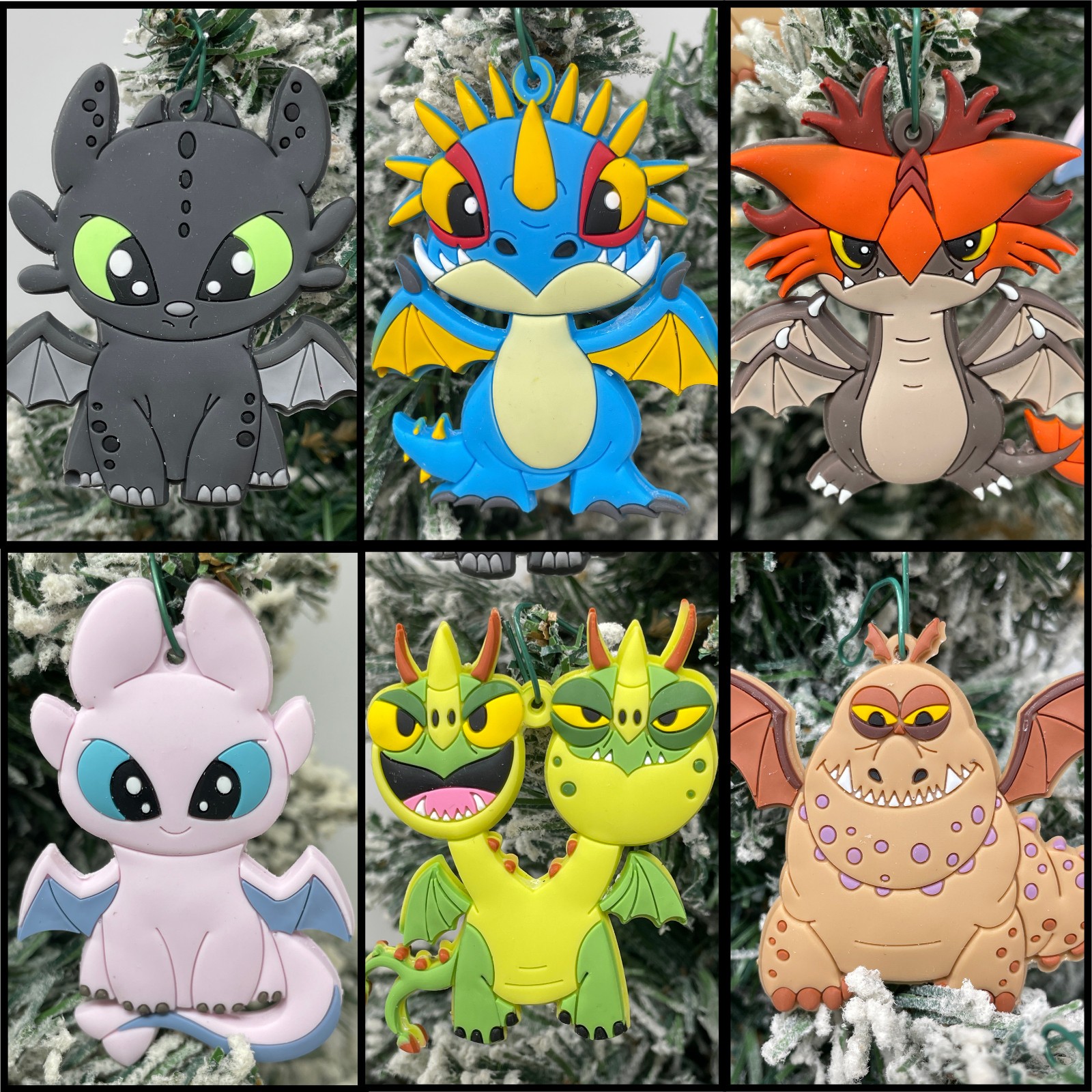 How to Train Your Dragon Christmas Ornaments 6 Piece Set Featuring Barf & Belch