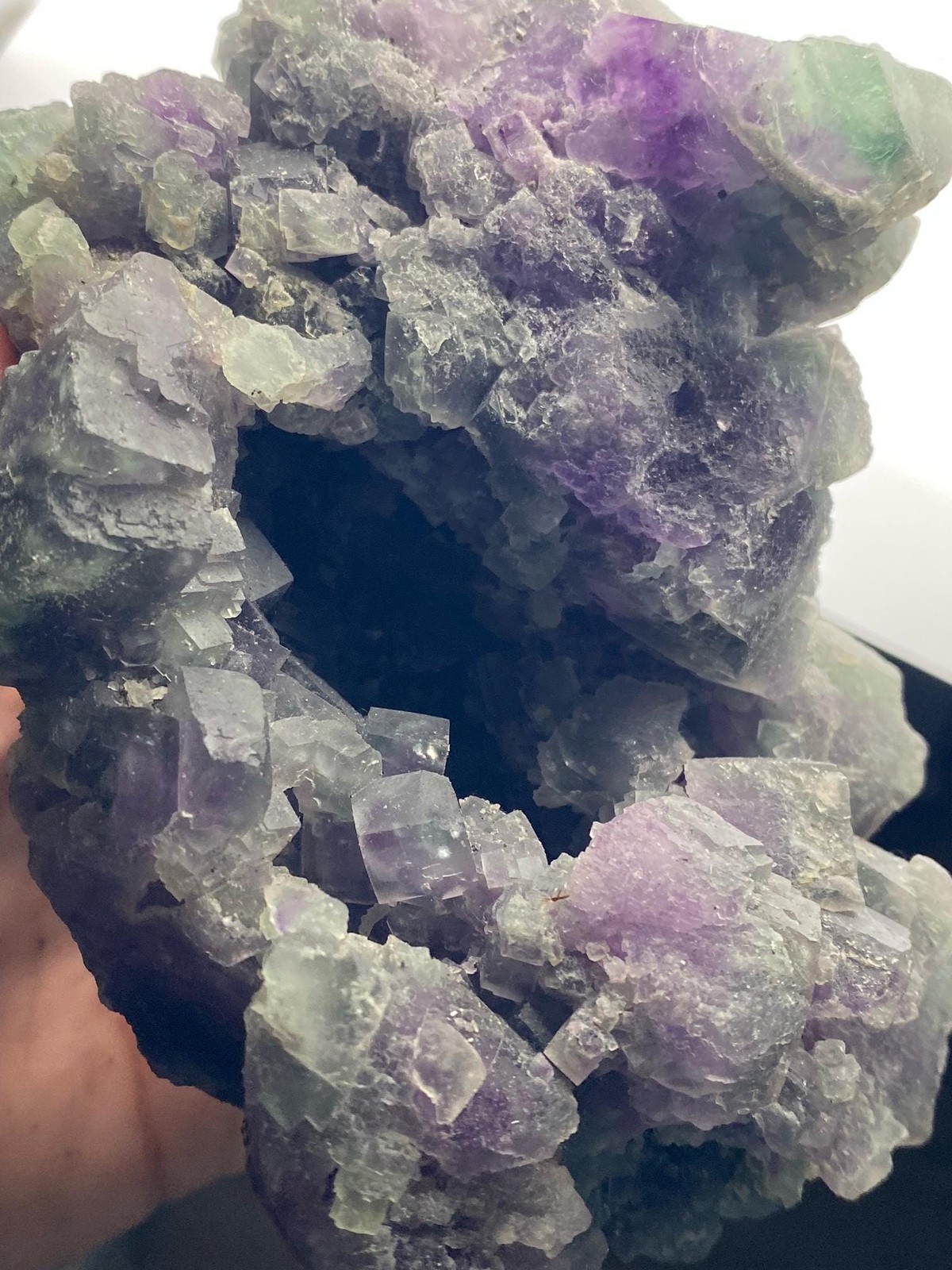Green and Purple Cubic Fluorite Cluster Cave 1.5kg+ See Video