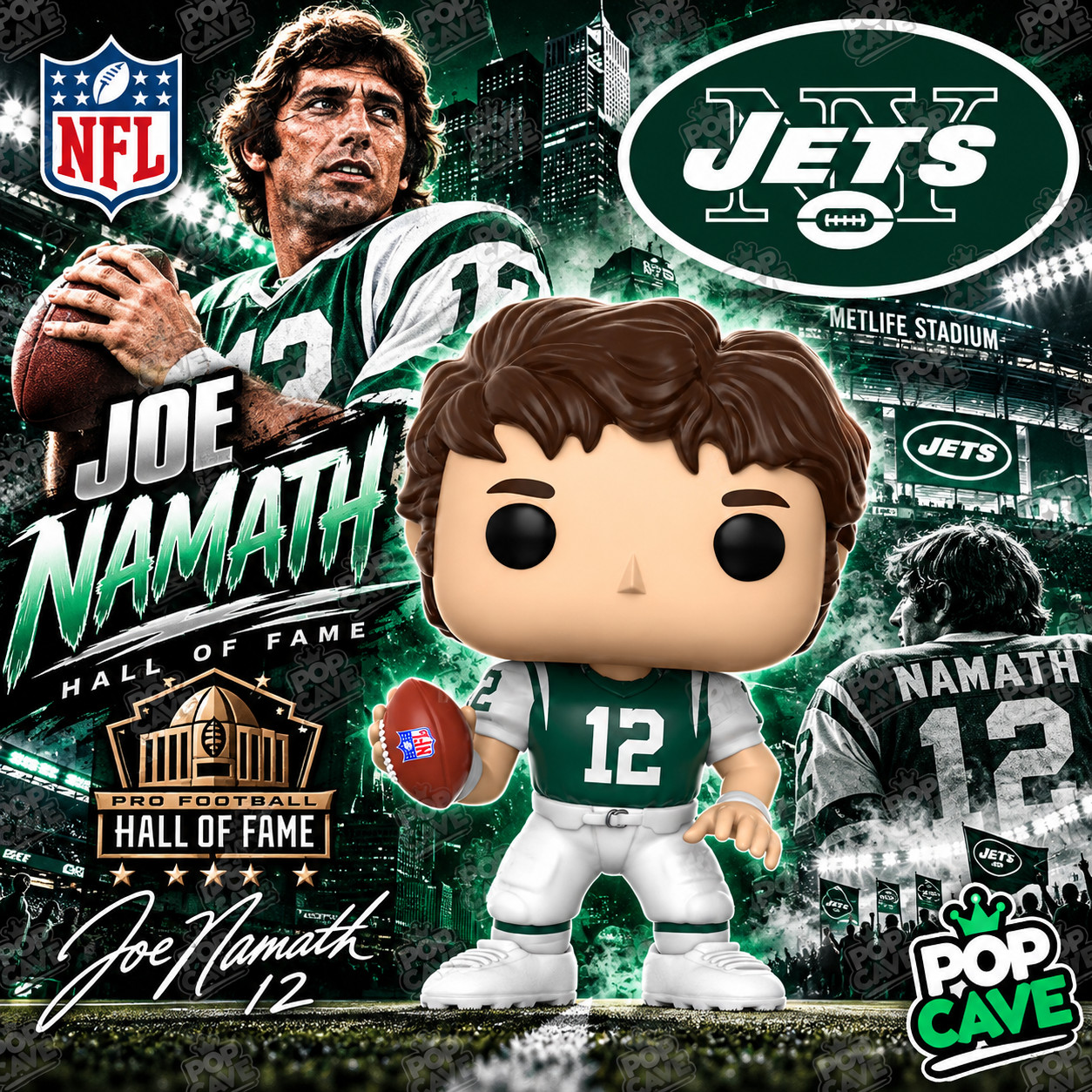 Funko Pop Cave JOE NAMATH NFL New York Jets QUARTERBACK Broadway Joe HOF