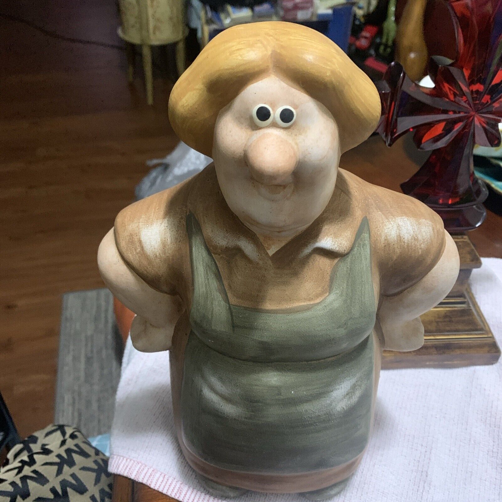vintage ceramic 12” old woman figurine