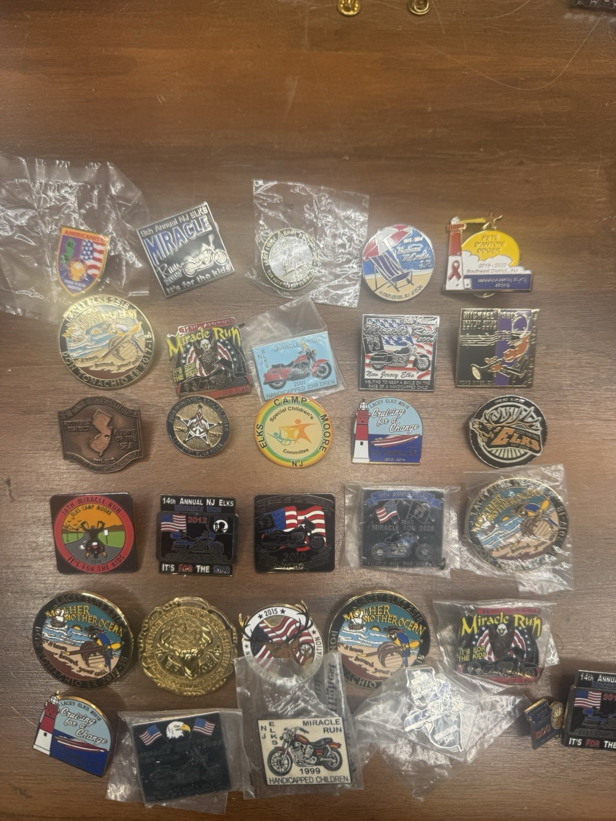 34 NJ Elks Club Pins Miracle Run Camp Moore Lacey Lodge Enamel Pin Lot