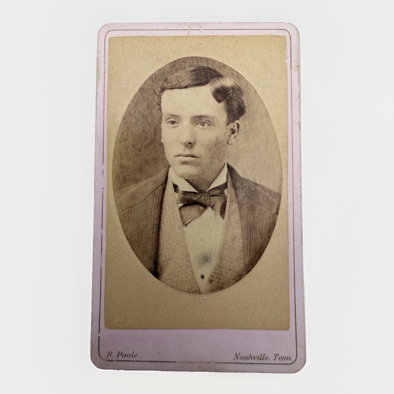 Antique Civil War Era CDV Young Man K.R. Poole Nashville TN Photo