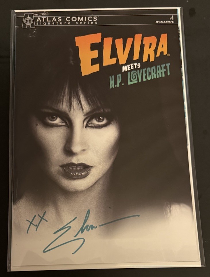 Elvira Meets H.P. Lovecraft 1 ~ NM+ Signed Cassandra Peterson Photo Variant ~COA
