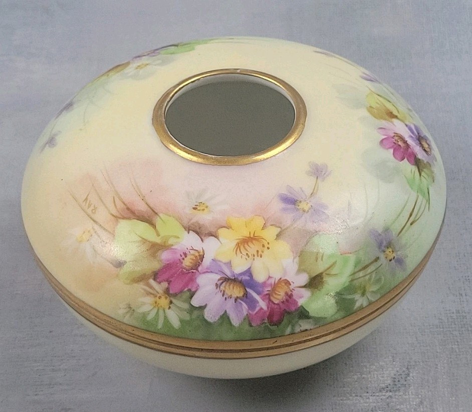 Limoges T&V Pitkin and Brooks Studio Floral Hair Receiver Handpainted Signed