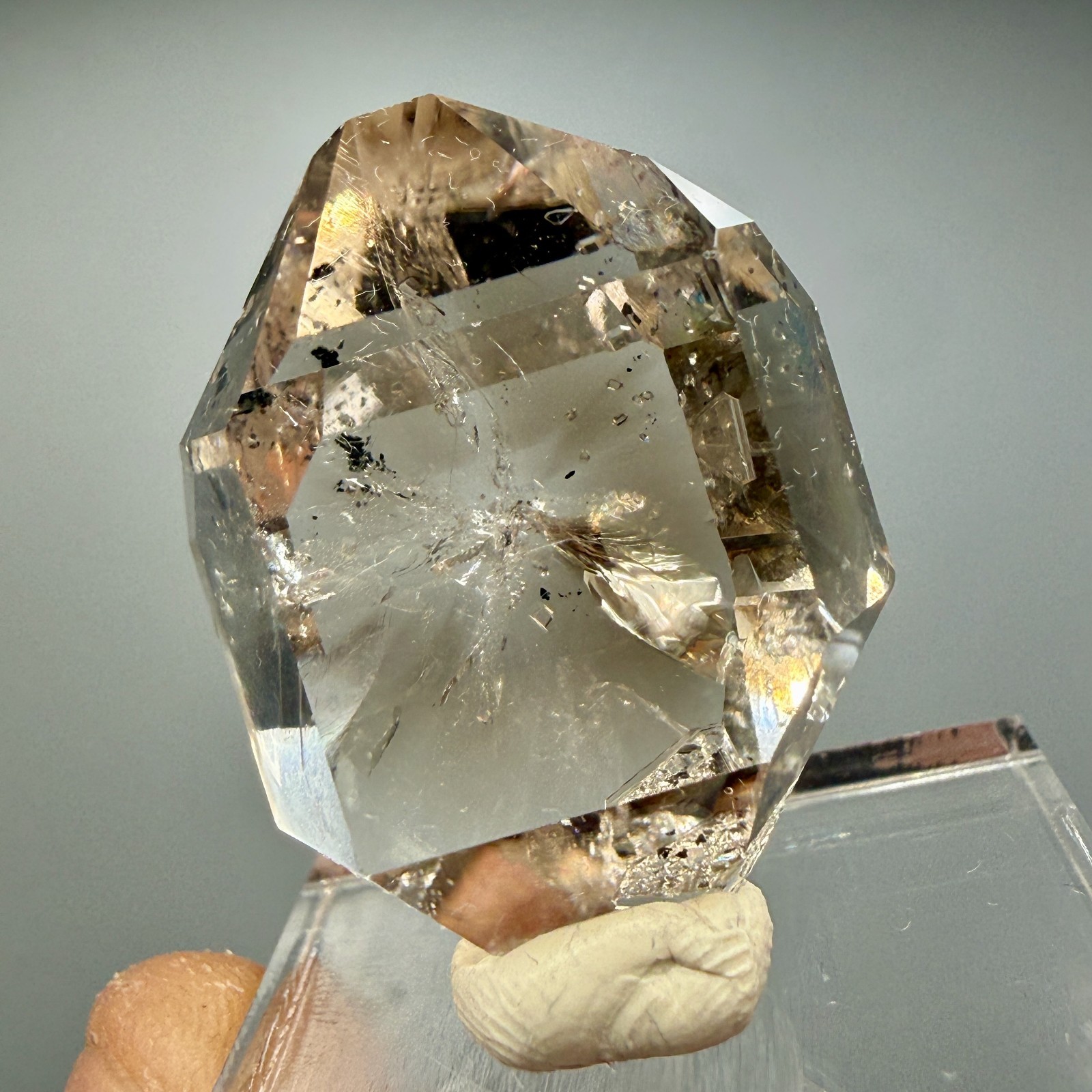 A+ Grade Herkimer Diamond Gem w/ Light Smoky Phantoms, Stellar Clarity 