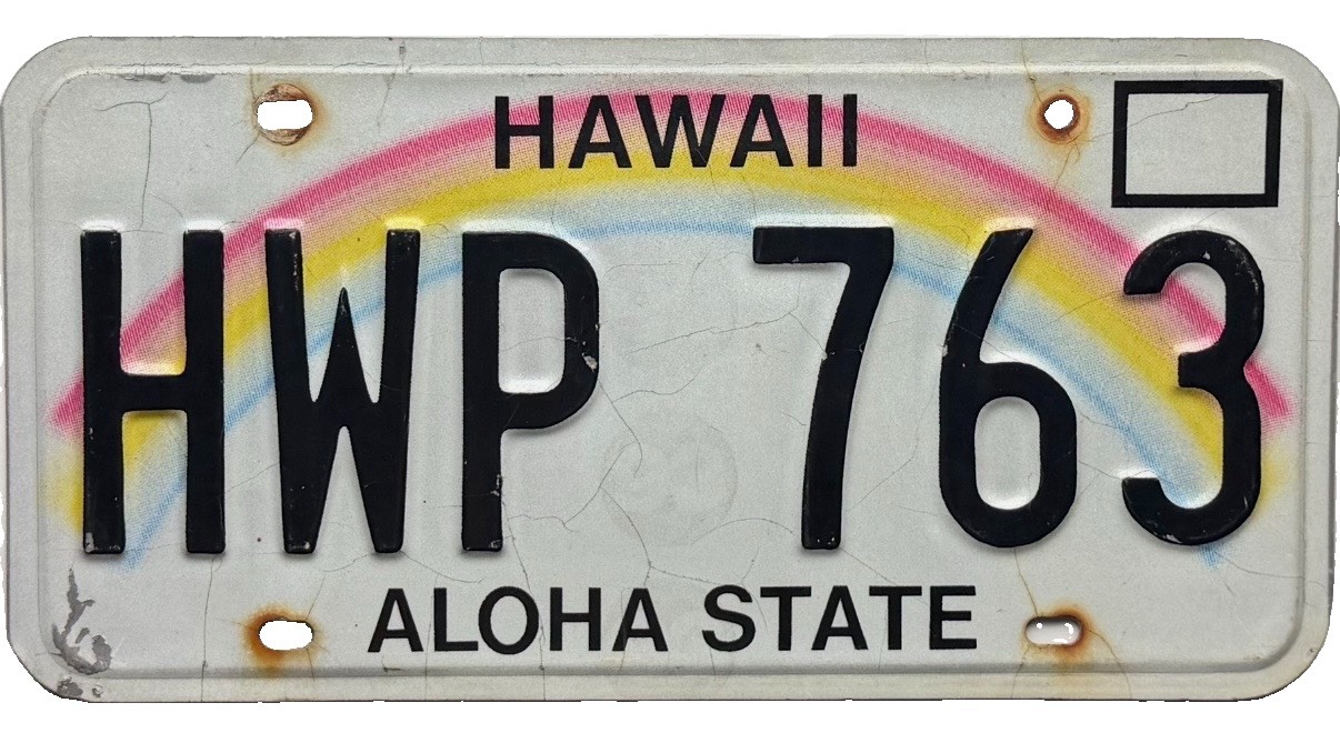 *BARGAIN BIN*  Hawaii Rainbow License Plate #HWP 763