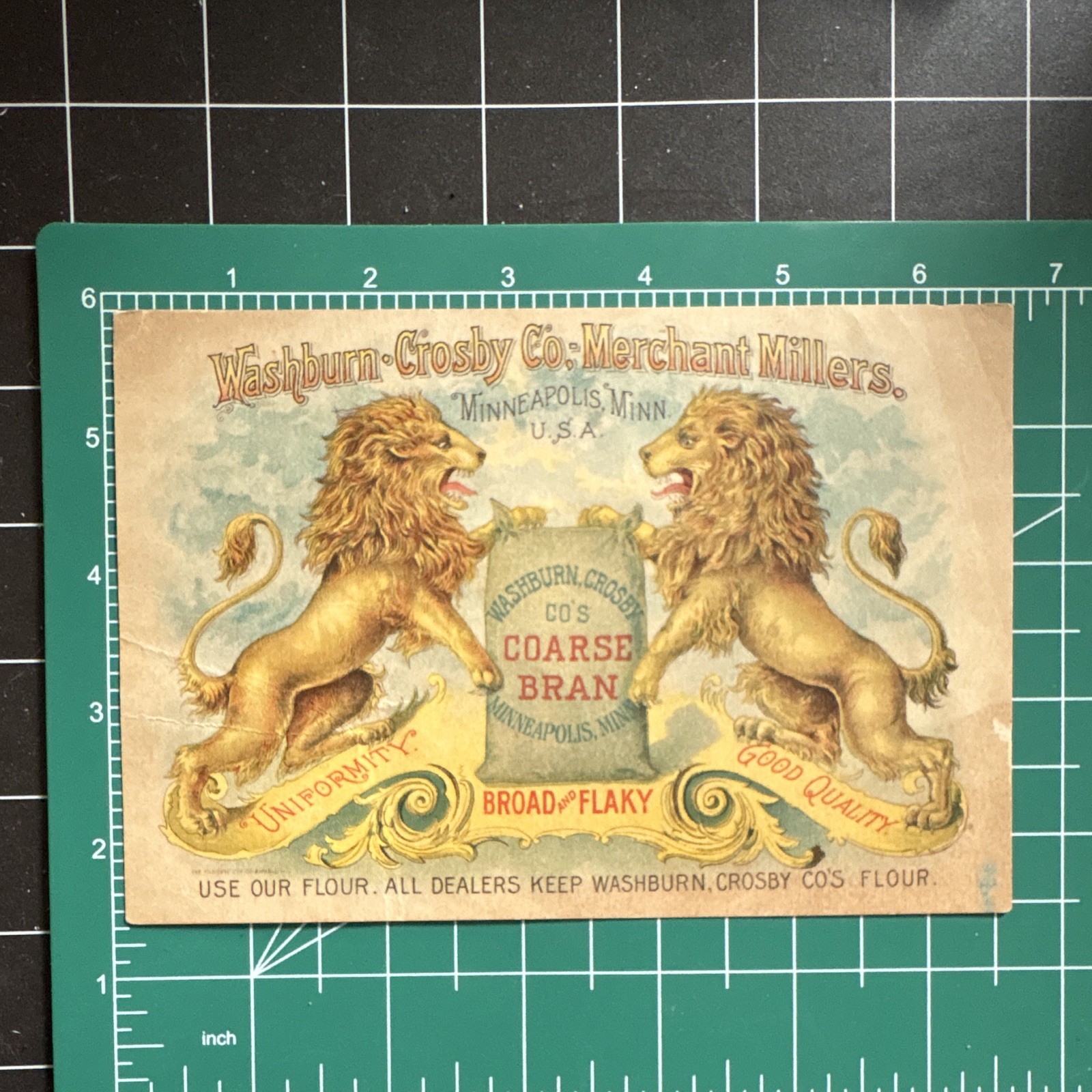 1880’s Washburn-Crosby Co. Coarse Bran Wheat Flour Lions Victorian Trade Card