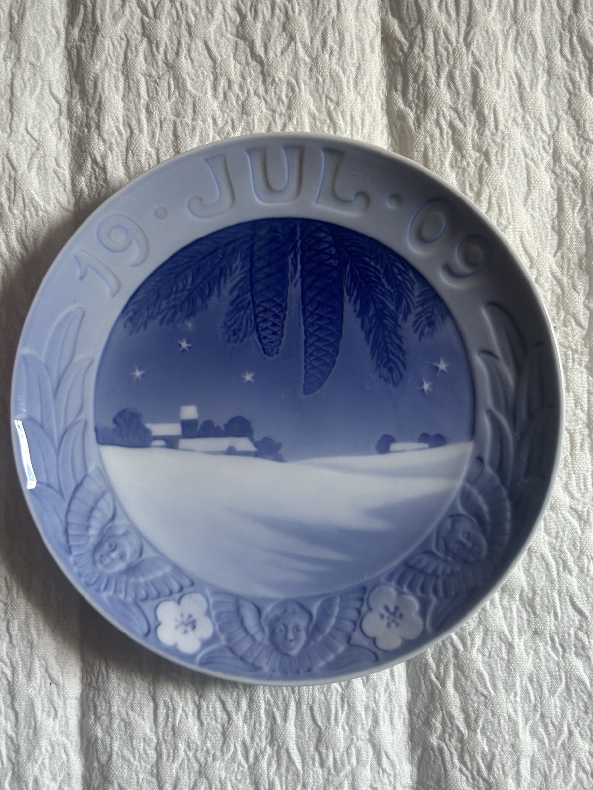 1909 Royal Copenhagen Christmas Plate Snow Landscape Ussing 1st Quality