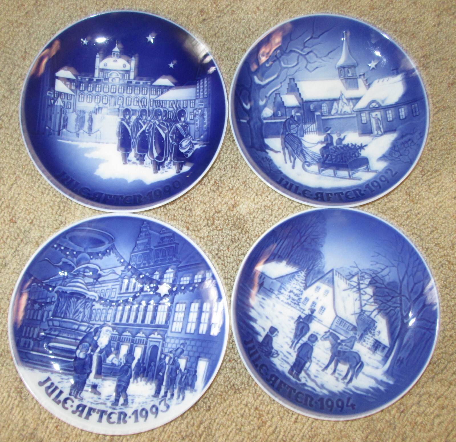 (4) Four Bing & Grondahl B & G JULE AFTER CHRISTMAS Plates Denmark (4) Four Bing & Grondahl B & G JULE AFTER CHRISTMAS Plates Denmark