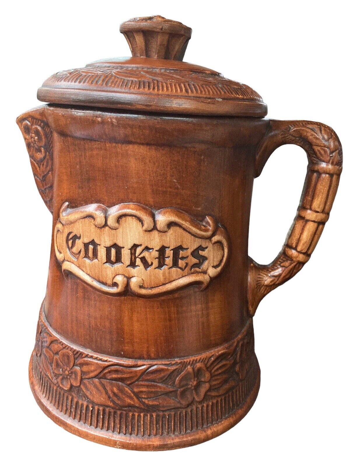 Vintage Treasure Craft Brown Pitcher Ceramic Cookie Jar