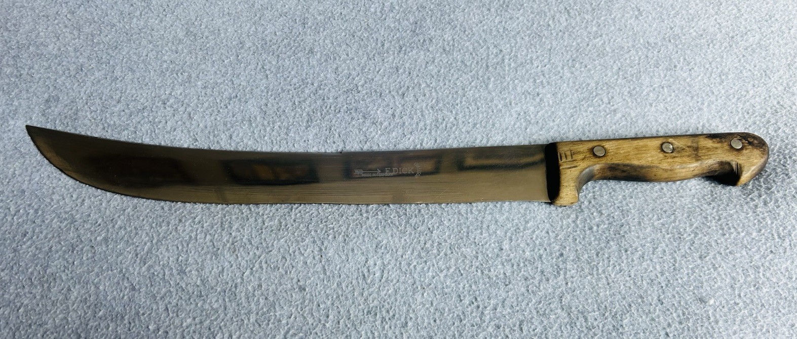 Vintage F. Dick Chef 14” Blade Butcher Boning Knife Breaking Germany Wood Handle