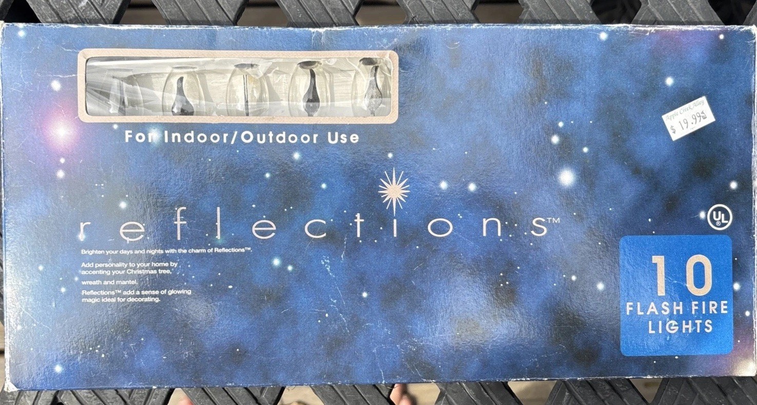 Reflections Flash Fire Xmas Lights Indoor/Outdoor Flickering Flame (nos) VIDEO