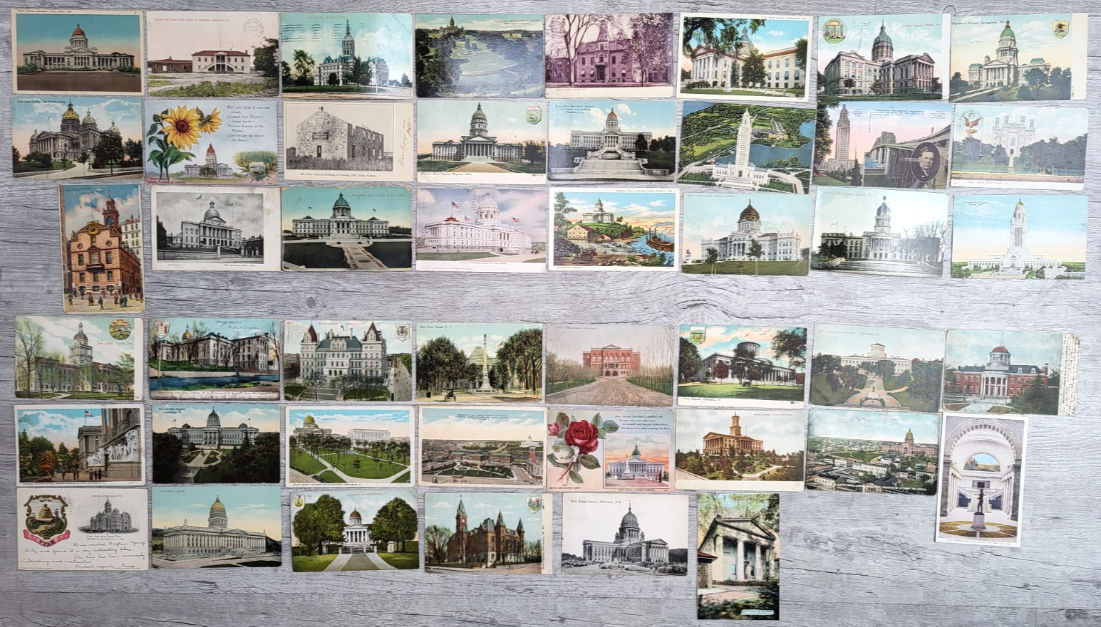 Early 1900's Mixed Lot of 46 Antique Postcards State Capitols of Various States