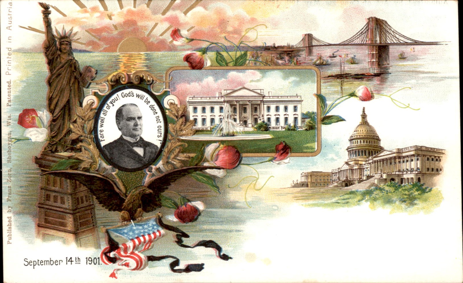 New York City McKinley Statue of Liberty c1901 Franz Zorn Private Mailing Card