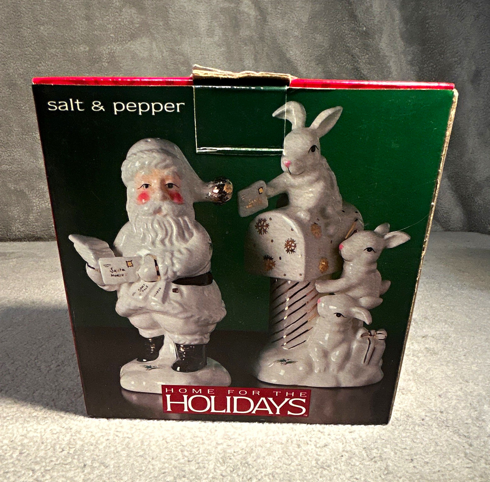 Home for the Holidays Holly Holiday Santa Rabbit Ceramic S&P Set Home for the Holidays Holly Holiday Santa Rabbit Ceramic S&P Set