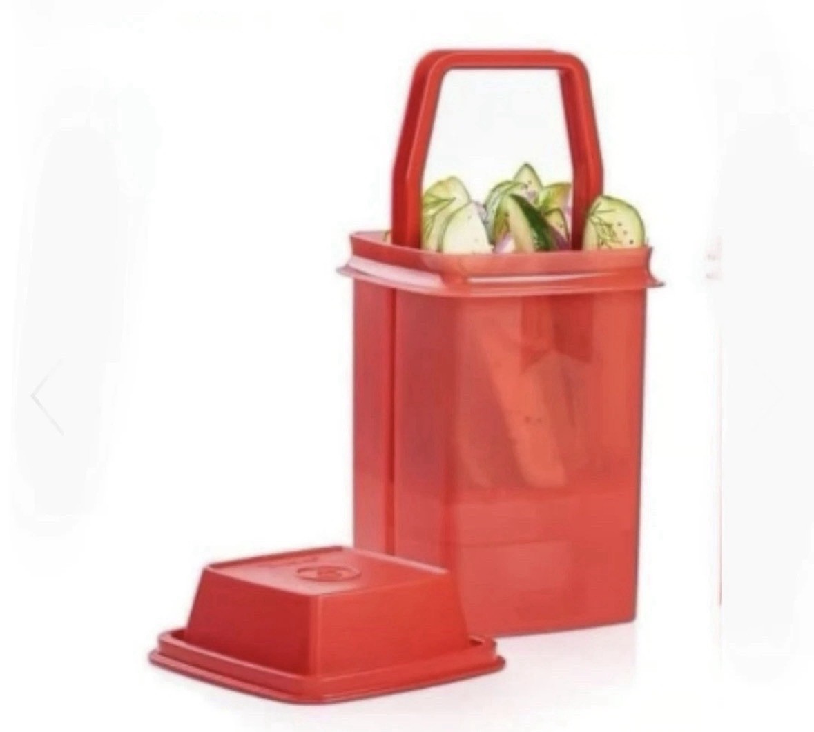 Tupperware Pick A Deli 4 1/2 Cup Chili Red w/Lift Up Strainer MESS FREE BPA FREE