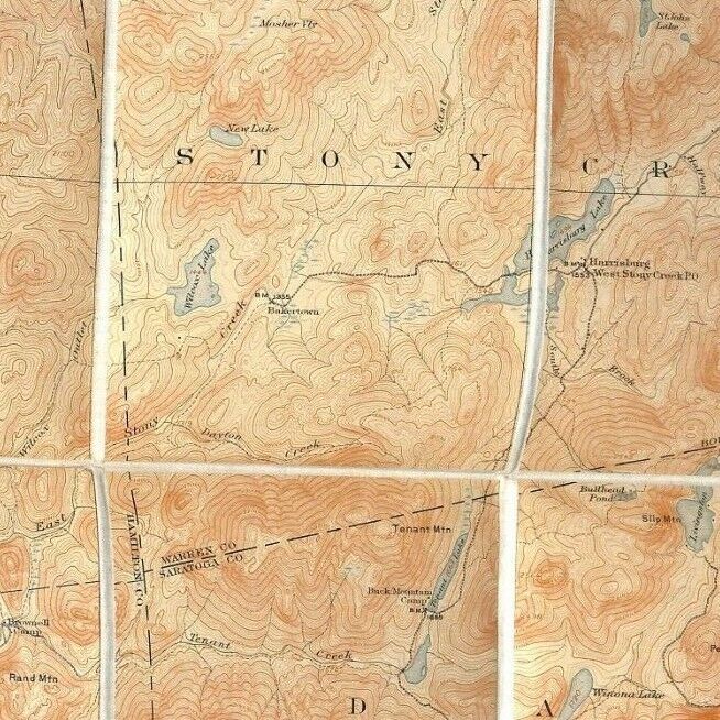 Vintage Official NY State Topographic Map Stoney Creek Bakertown Willis Lake