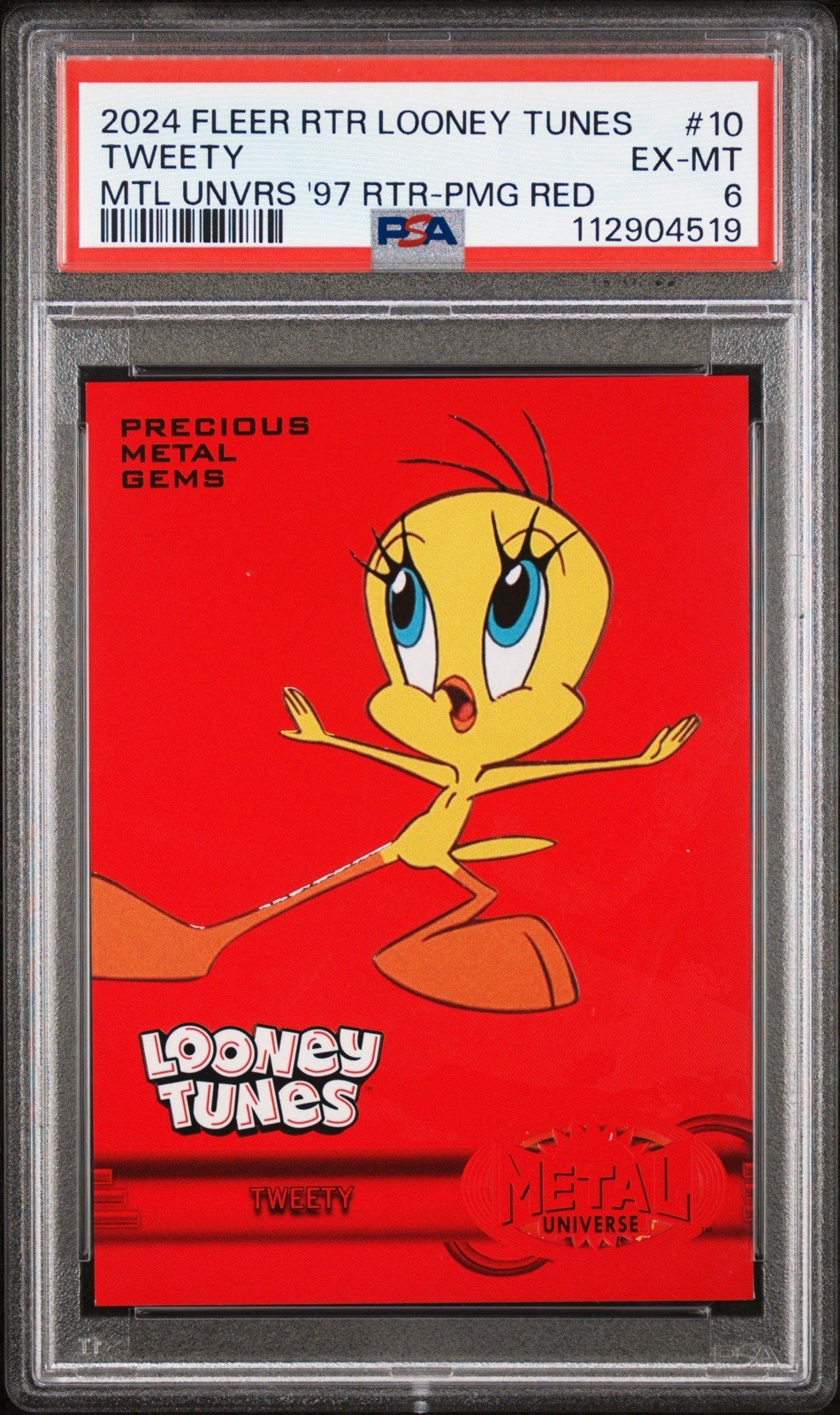 2024 Fleer Retro Looney Tunes 1997 PMG Red 69/100 Tweety #RMU-10 PSA 6 POP 2