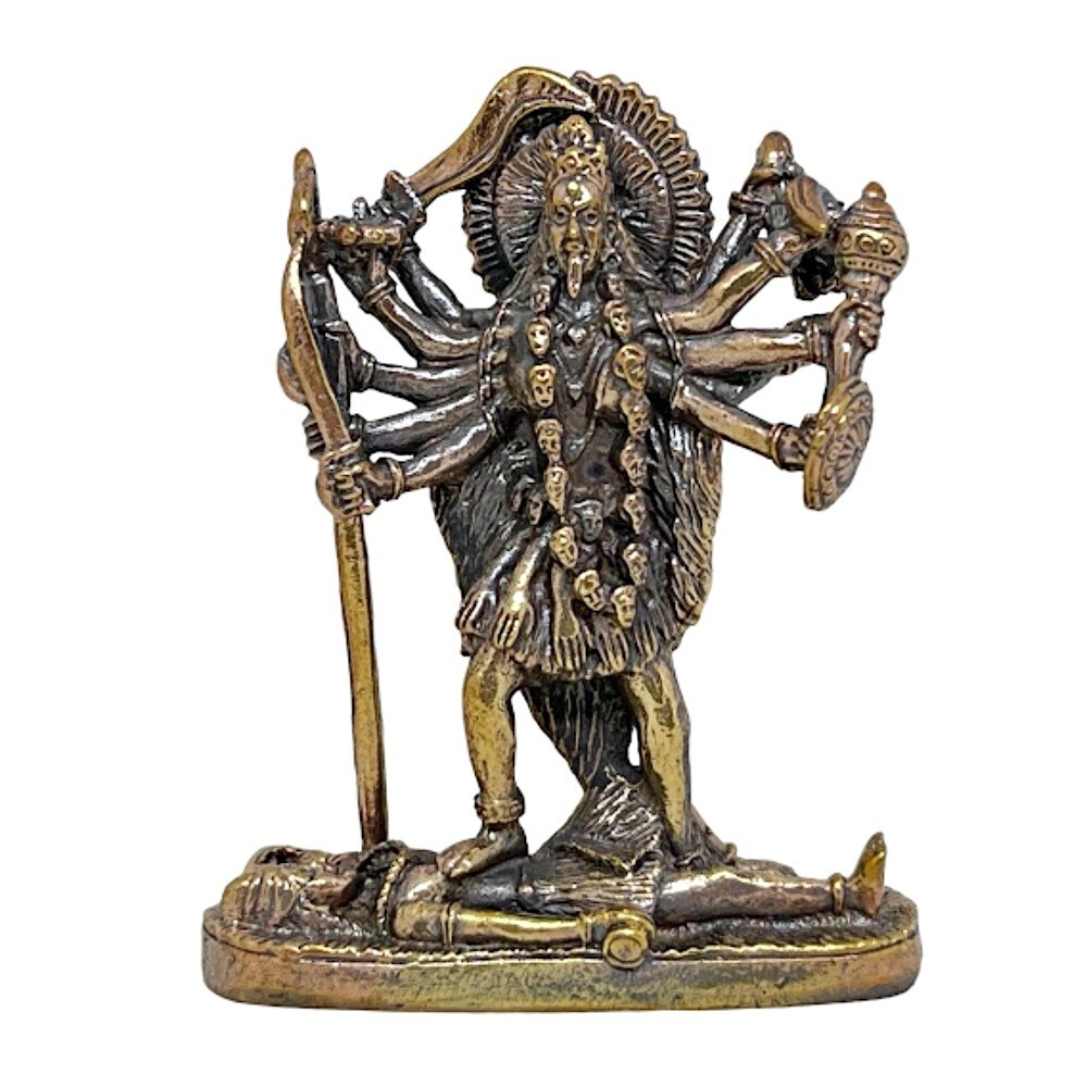 Maa Kali Statue Hindu Mahakali Destroy Evil Forces Shiva Shakti Brass Charm #3