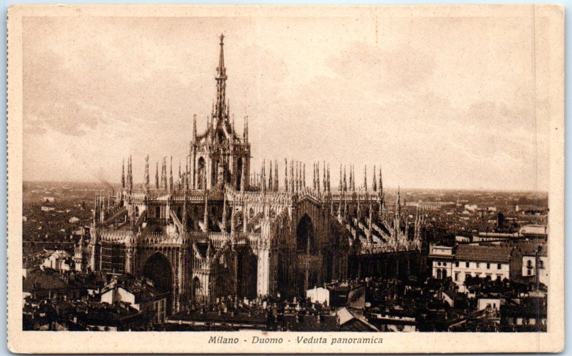 Postcard - Duomo, Panoramic view - Milan, Italy