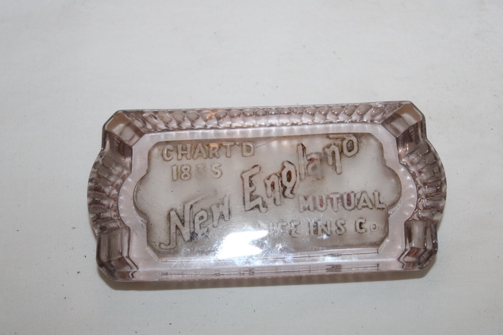 RARE Advertising 1835 New England Mutual Life Insurance Glass Paperweight