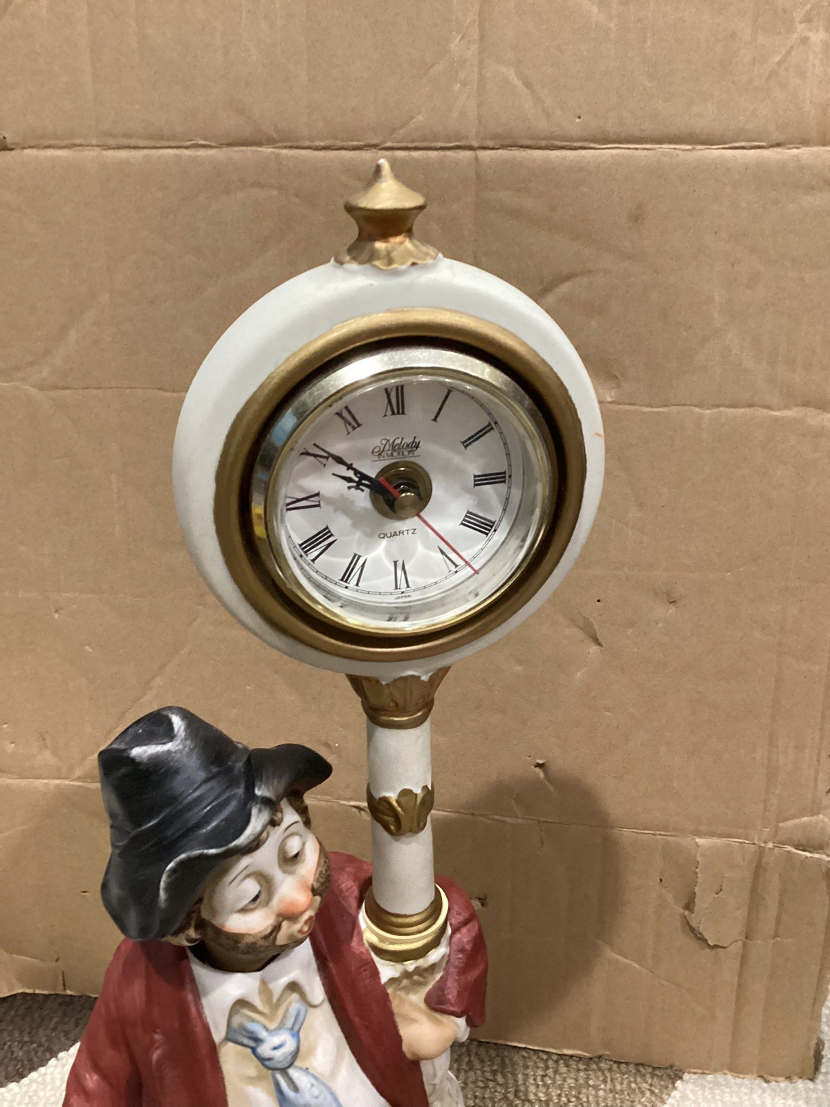 Vintage Melody In Motion Clockpost Willie Hobo Clock Wisels and Head Turns Works