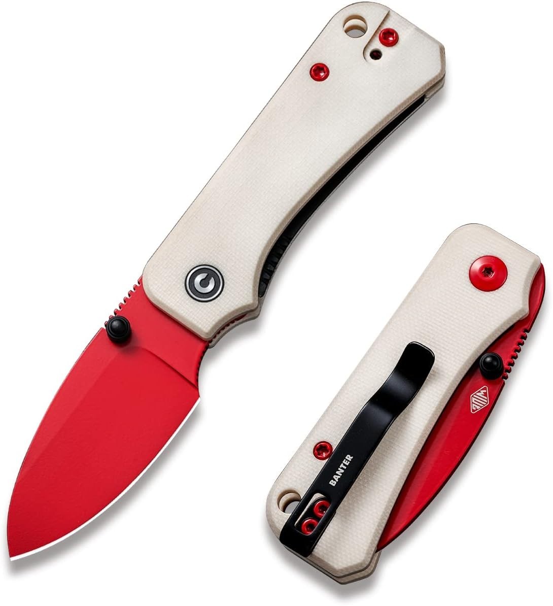 CIVIVI Baby Banter 2.34 inch Folding Pocket Knife - Ivory/Red (C19068S-7)