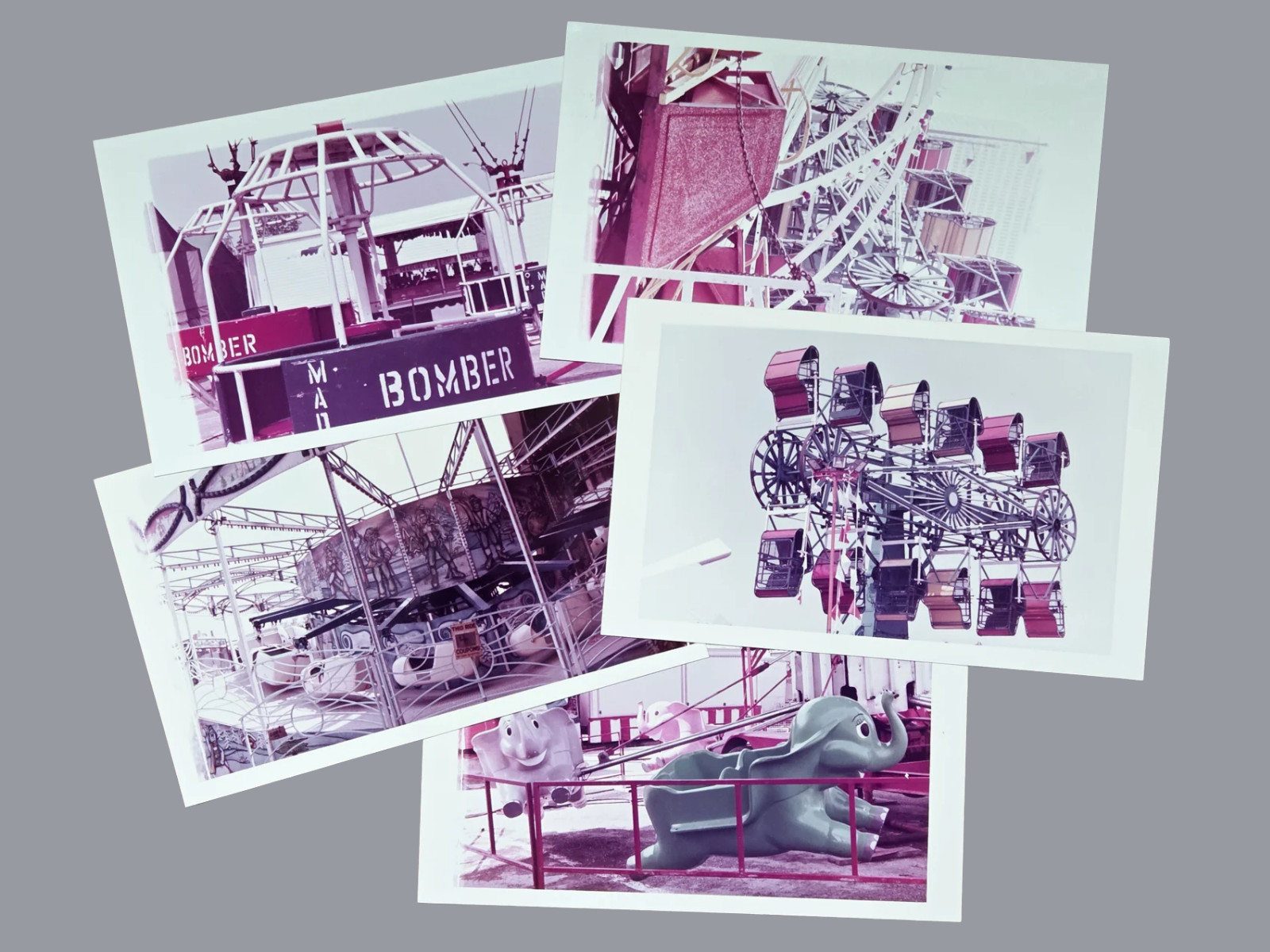 VTG 1970s Texas Carnival Photo Lot 5x8 Amusement Park Midway Rides Set of 5 VTG 1970s Texas Carnival Photo Lot 5x8 Amusement Park Midway Rides Set of 5