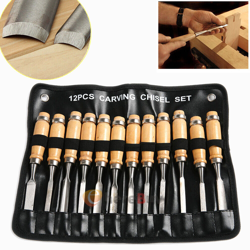 12pcs Wood Carving Hand Chisel Tool Carving Tools Woodworking Professional Gouge
