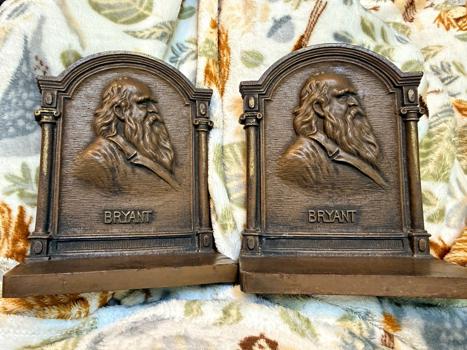Antique Bradley & Hubbard B&H Bryant Cast Iron Bookends Bronze Finish Pair