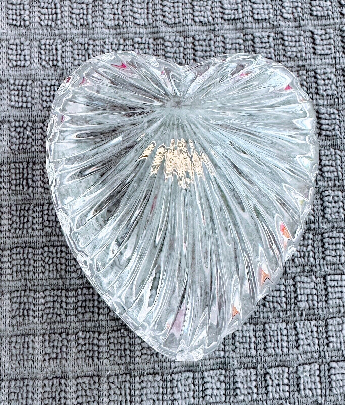 Vintage Crystal Zajecar Heart Shaped Trinket Dish 24% Lead Crystal Yugoslavia