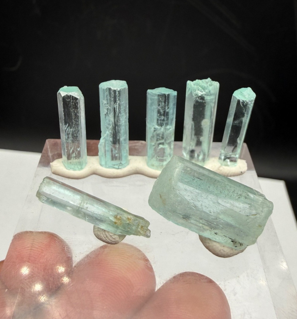 Beautiful 7 Pieces Sky Blue Aquamarine Transparent,Terminated Crystal 45 CTS