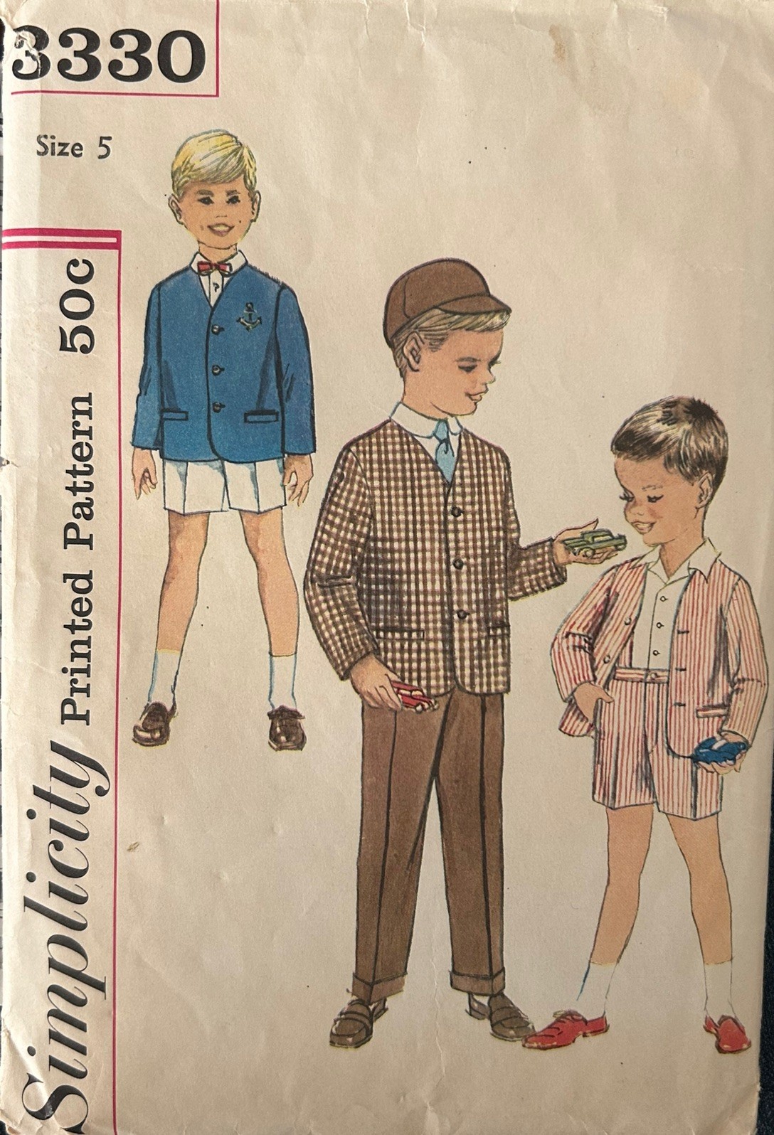 Vintage 1950s/60s Simplicity 3330 BOYS JACKET PANT’S Sewing Pattern Size 5