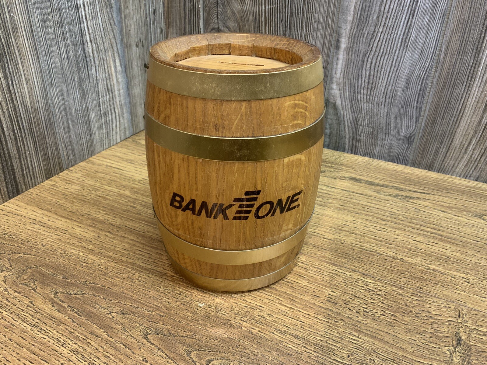 Bank 1 One 6 In Tall Wood Barrel Coin Piggy Bank Wooden Barrel K9