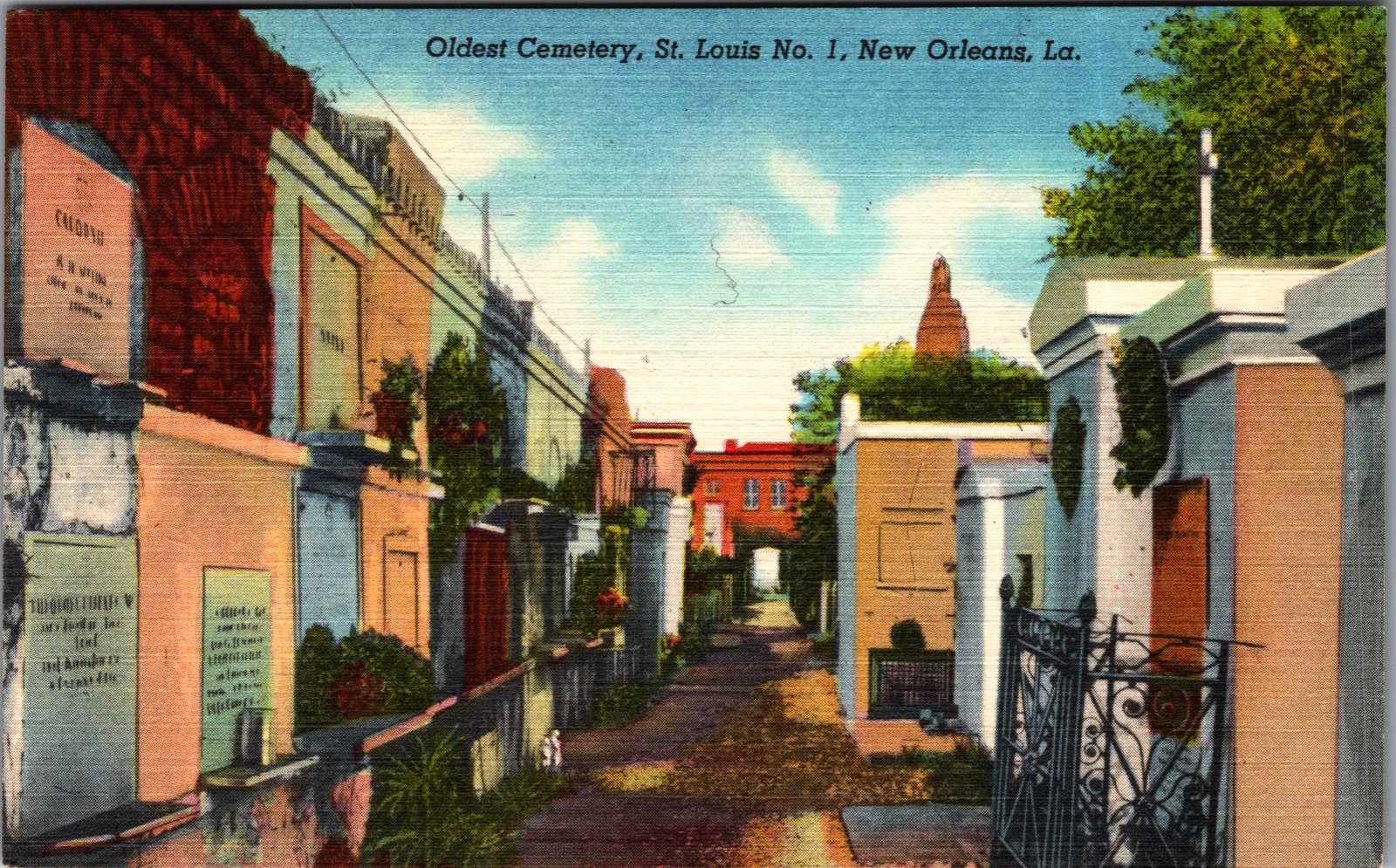 1948 St. Louis Cemetery No. 1 New Orleans LA Vintage Linen Postcard