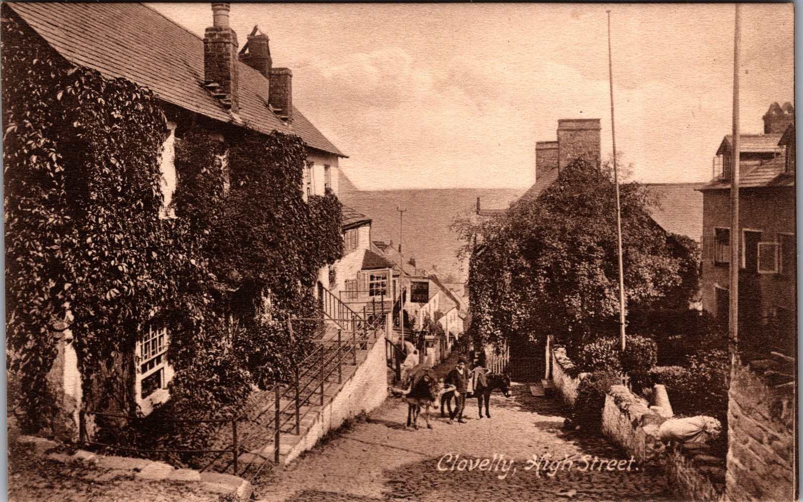 Antique Clovelly High Street Devon England Frith\'s Series Postcard