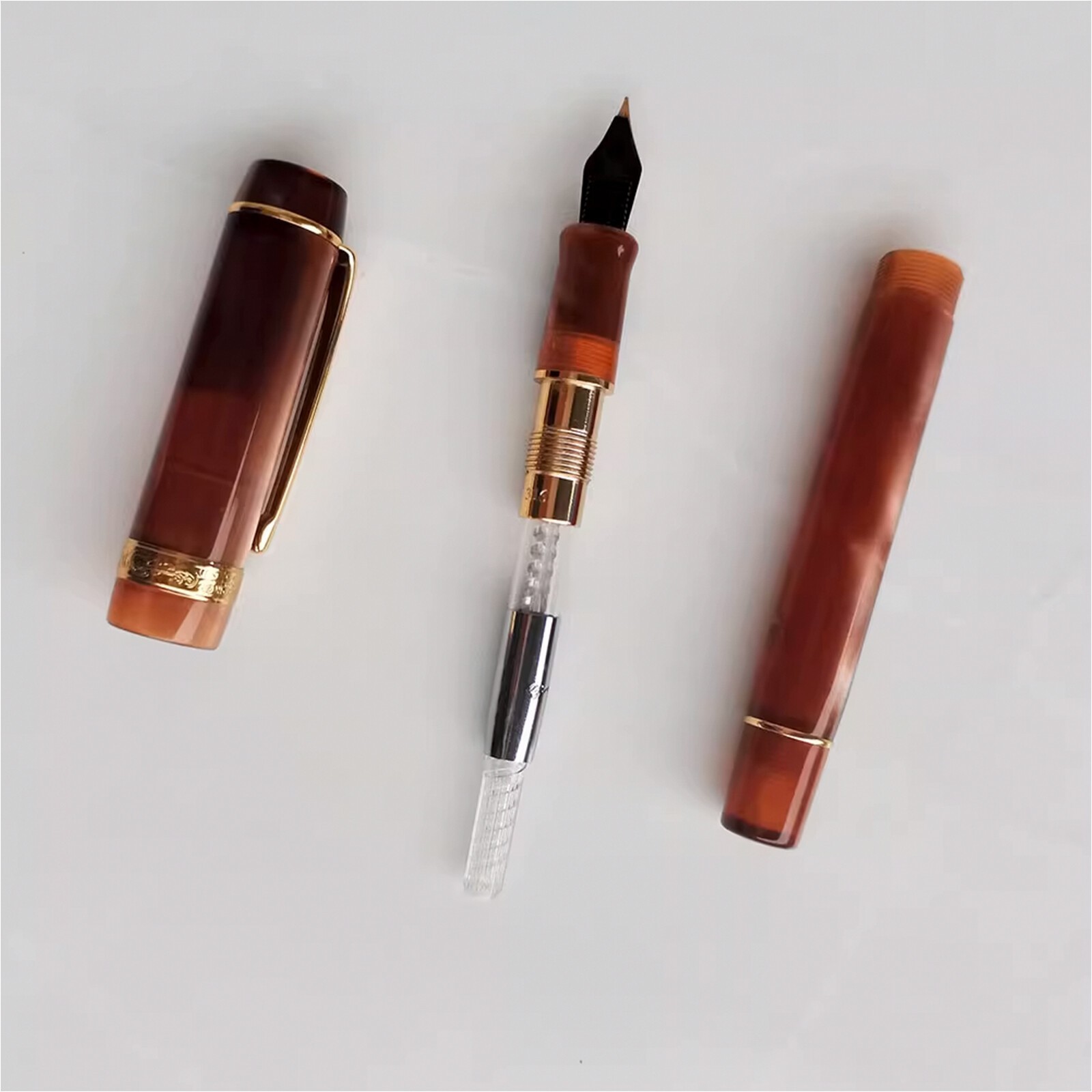 New Kaigelu 316 Resin Celluloid Coffee Fountain Pen EF/F/M Nib Writting Ink PeXT