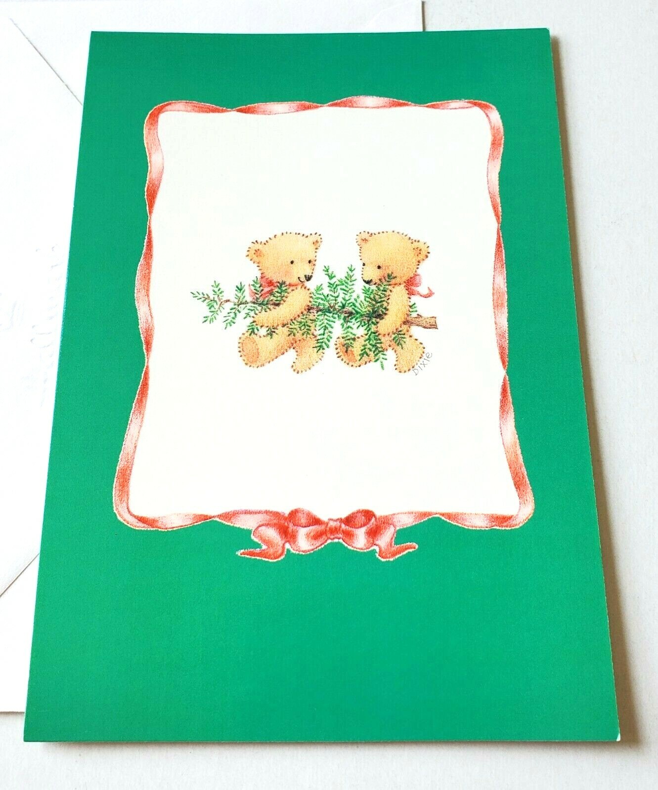 Christmas Card Cute Bears Bringing Home the Tree Hallmark