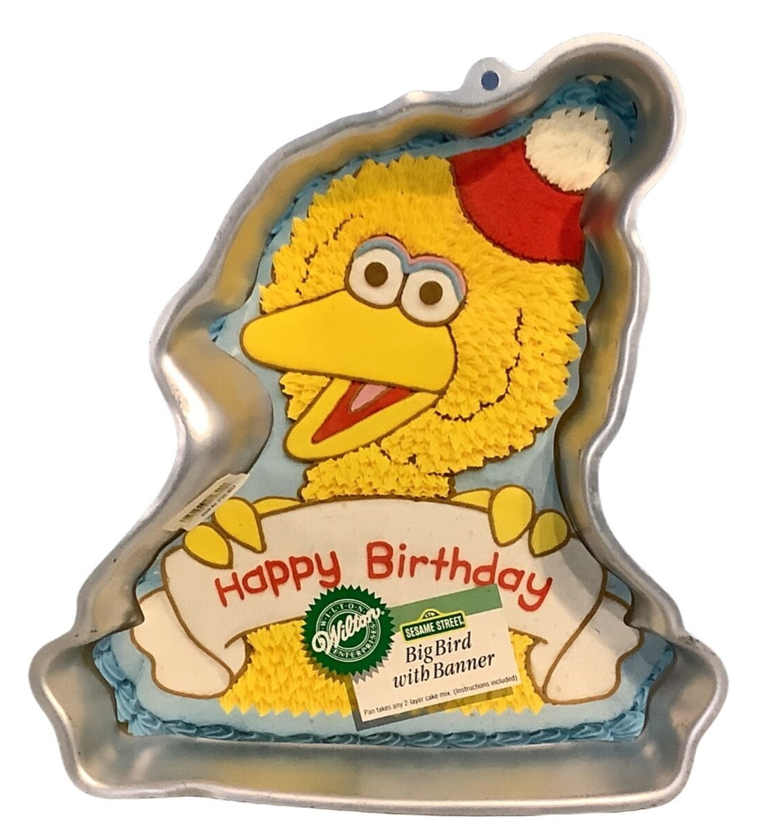 Wilton Big Bird Cake Pan Sesame Street With Banner Happy Birthday Vintage