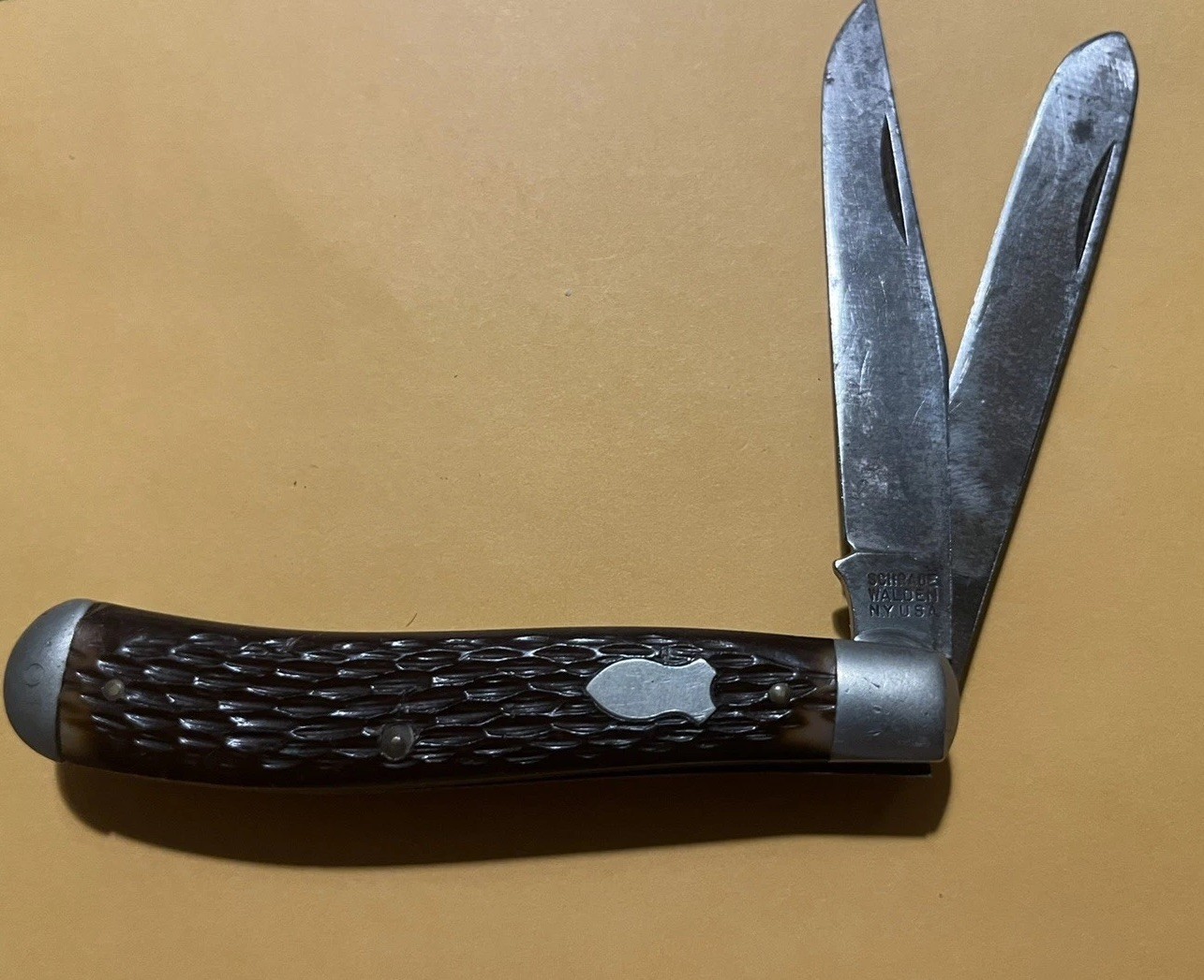 Vintage Schrade Walden USA 293 Trapper Style Delrin Pocket Knife